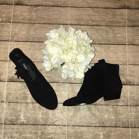 Sole Society Kemi Black Suede Fringe Booties - Picture 1 of 8